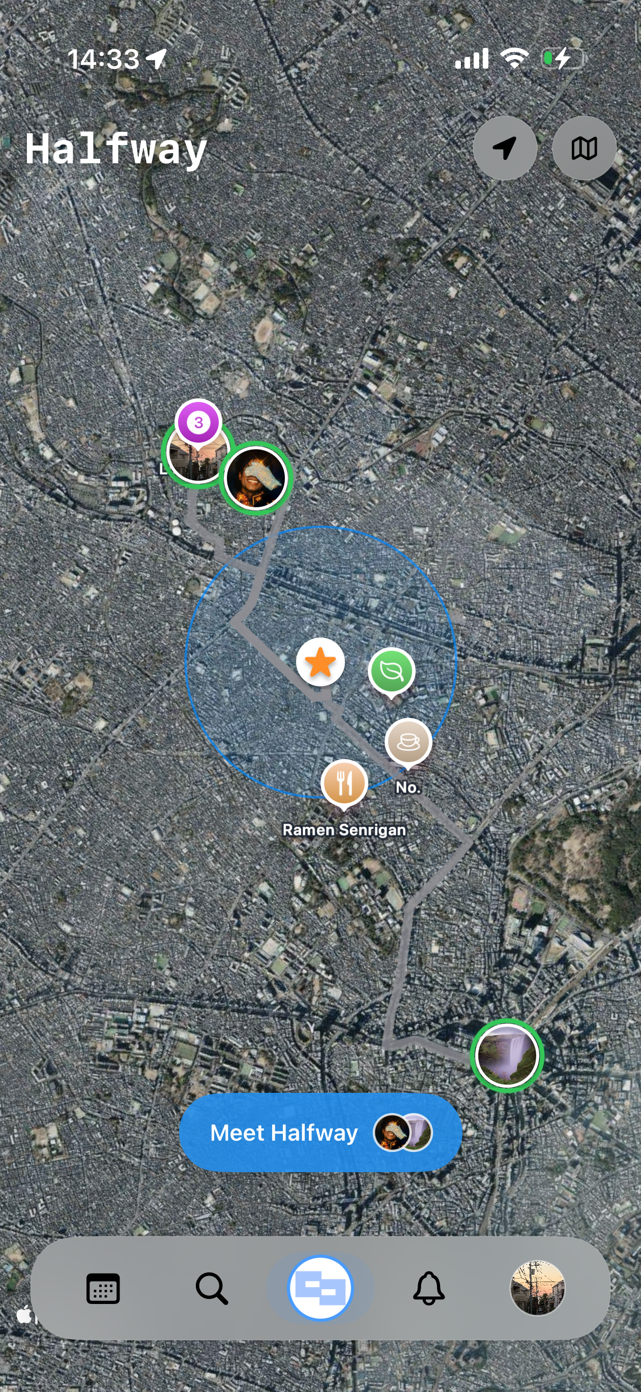 Halfway App Home Screen