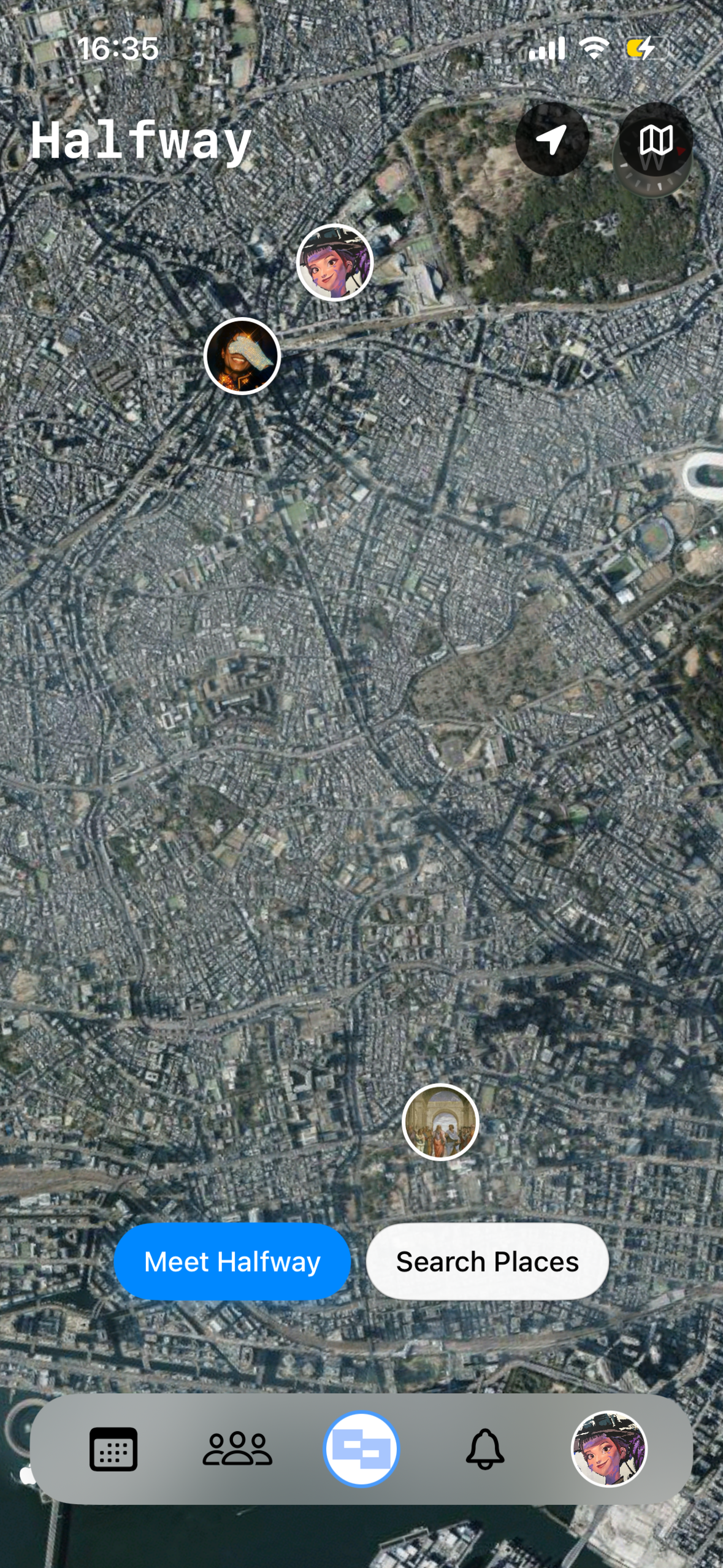 Halfway App Home Screen