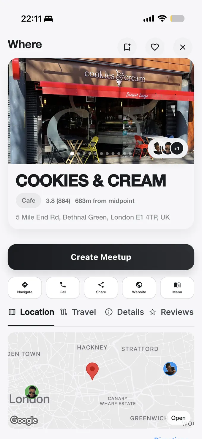 A place chosen for a meetup with friends